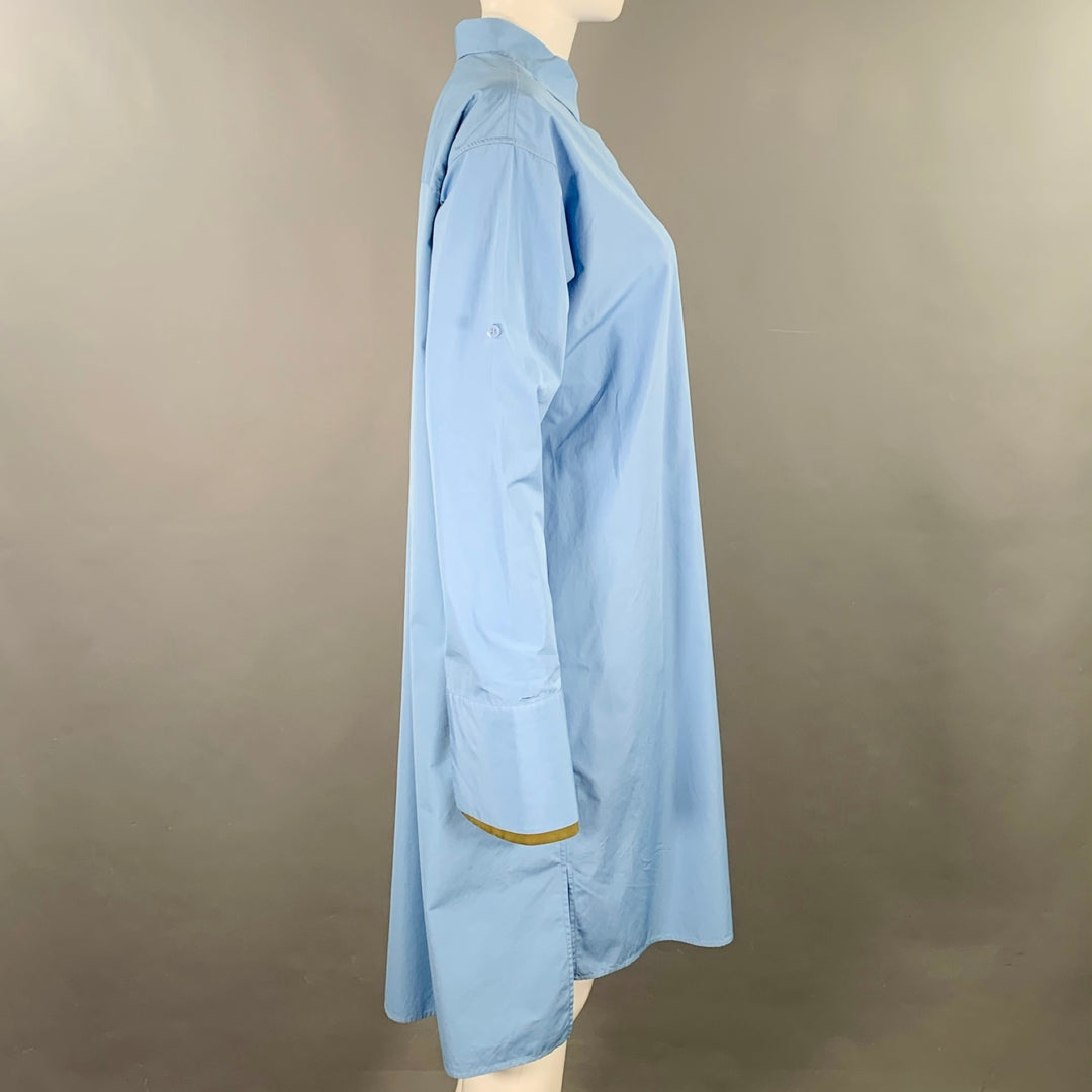 LOEWE Size 4 Blue Olive Cotton Mixed Fabrics Shirt Dress