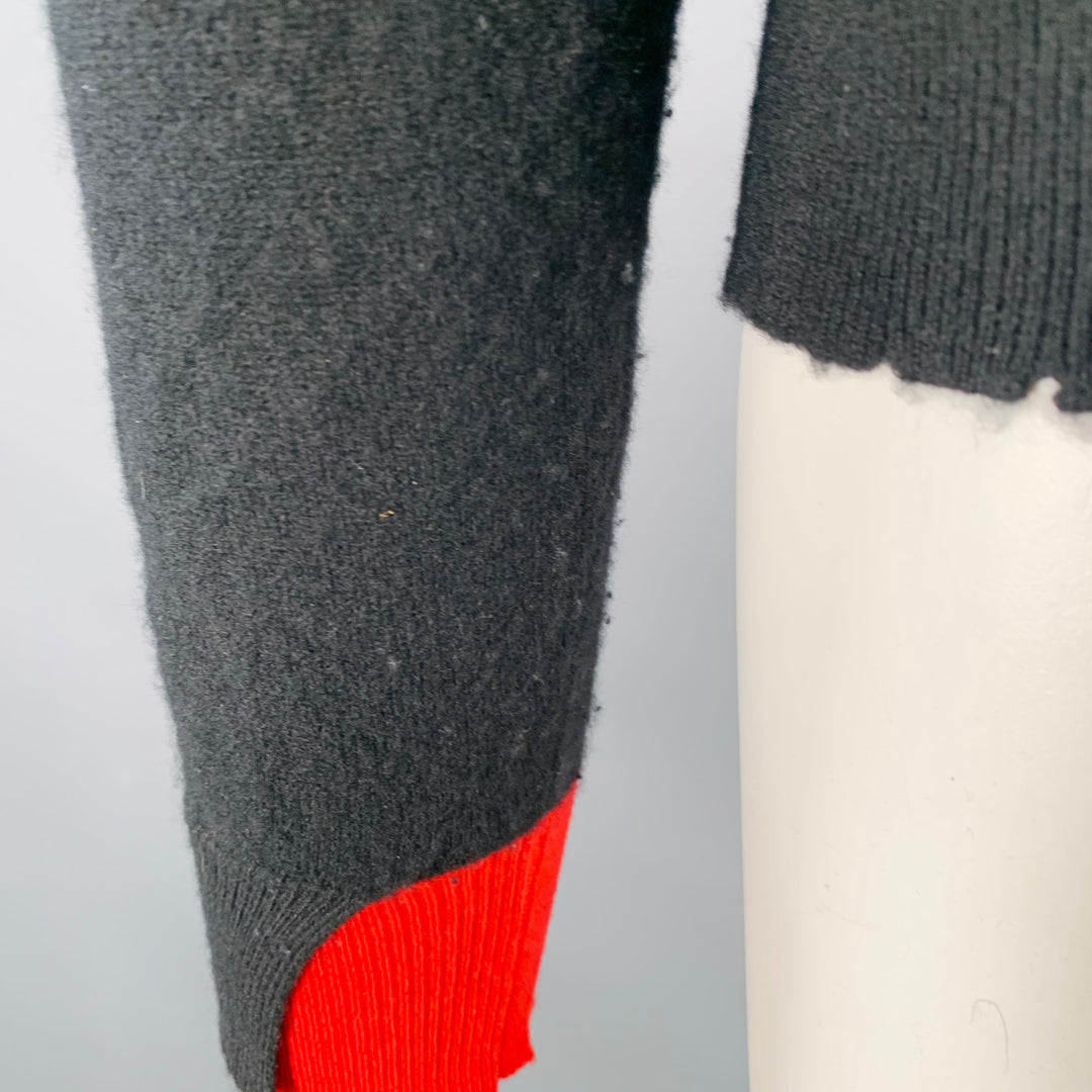 ZADIG & VOLTAIRE Size S Black Silver Red Cashmere Rhinestone Stars Raw Edge Pullover