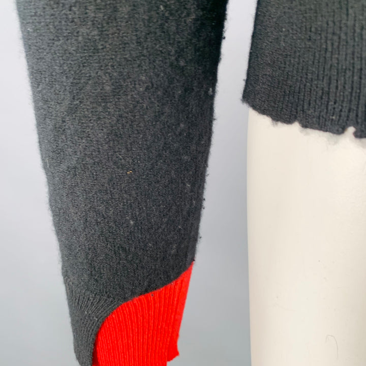ZADIG & VOLTAIRE Size S Black Silver Red Cashmere Rhinestone Stars Raw Edge Pullover