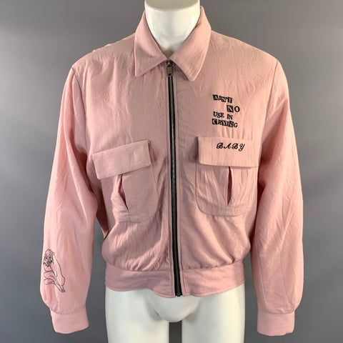 ENFANTS RICHES DEPRIMES ERD SS2018 M Pink Embroidery Wool Zip Up Jacket