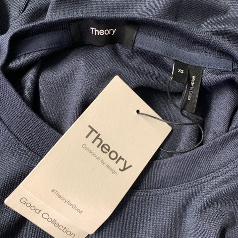 THEORY Size XS Navy Solid Modal Blend Crew Neck Pullover