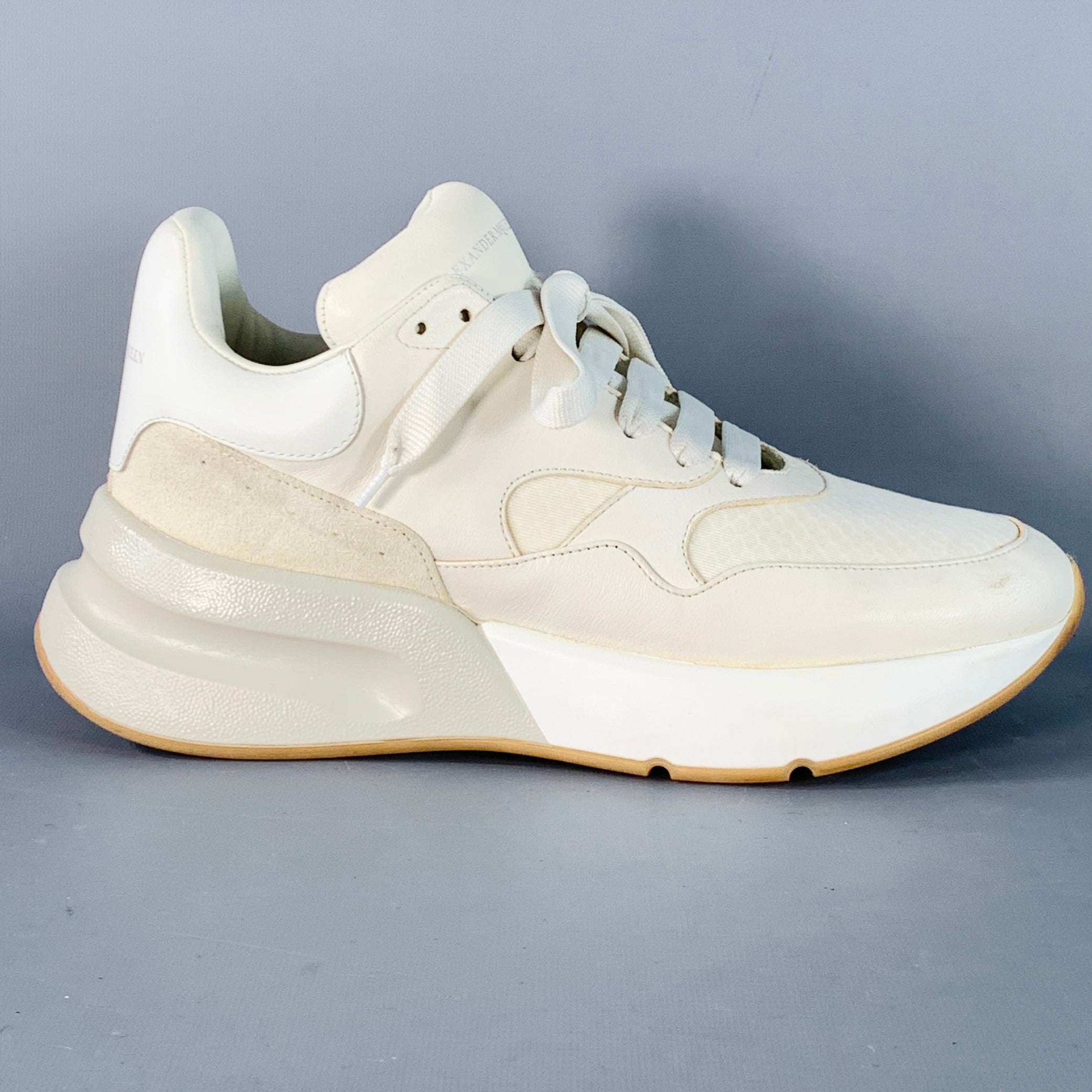 ALEXANDER MCQUEEN Size 8 White Ivory Rubber Sole Lace-Up Chunky