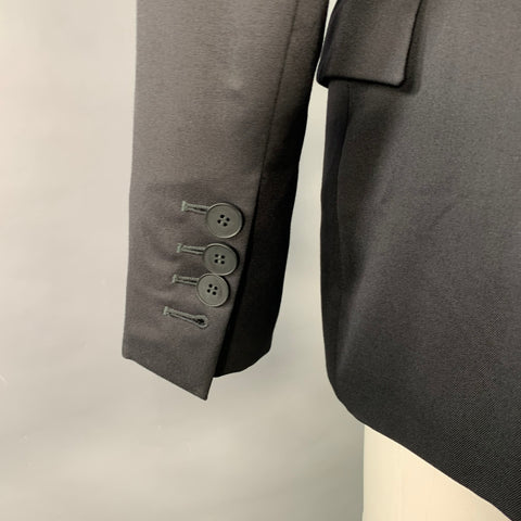STELLA McCARTNEY Size 4 Black Wool Blend Peak Lapel Single Button Jacket Blazer