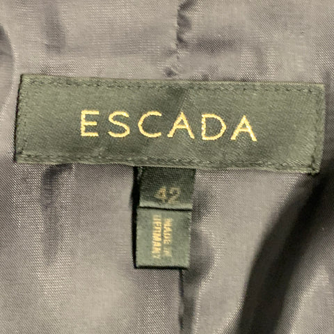 ESCADA Size L Navy Black White Sequined Beaded Floral Jacket Blazer