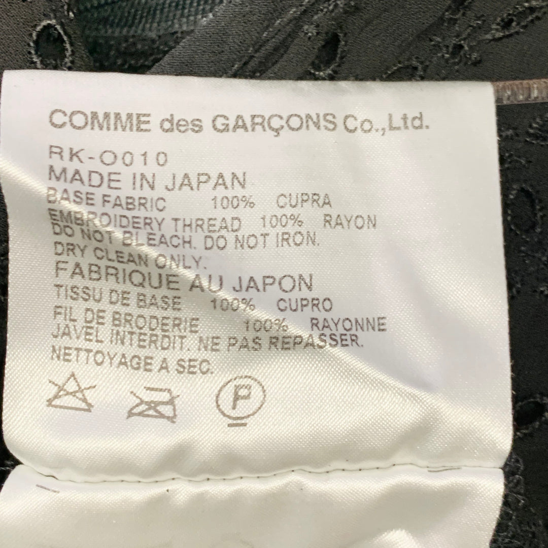 COMME des GARCONS 2012 Size S Black Cupro Eyelet Asymmetrical Wide Leg Jumpsuit