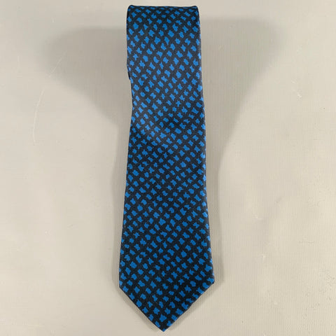 HERMES Black Blue Abstract Tie