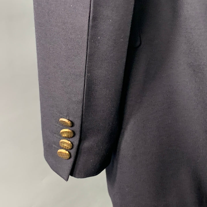 GIEVES & HAWKES Size 46 Regular Navy Twill Wool Double Breasted Sport Coat