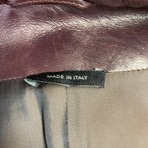 JIL SANDER Size 44 Brown Leather Double Breasted Trench Coat