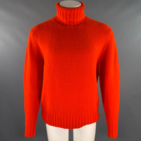 TODD SNYDER Size M Orange Knitted Wool Blend Turtleneck Sweater