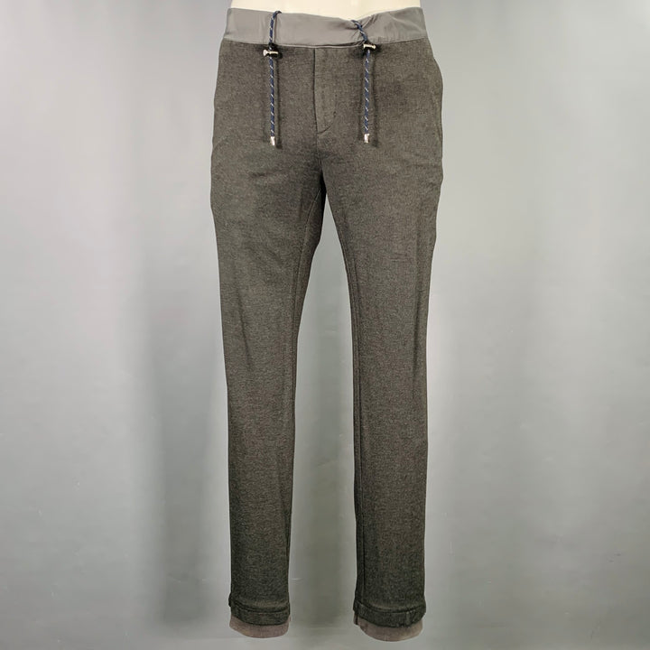 EMPORIO ARMANI Size 32 Grey Viscose Blend Drawstring Casual Pants