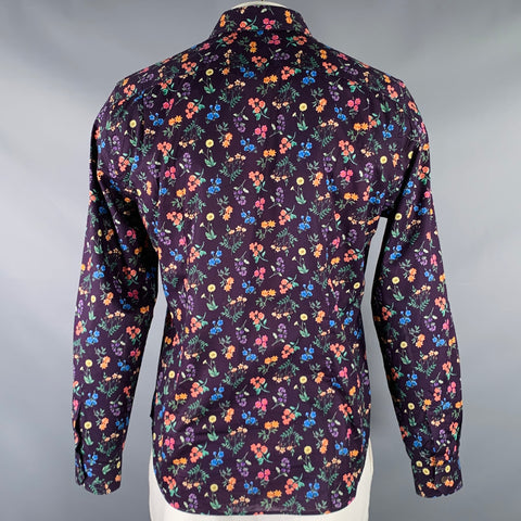 PAUL SMITH Size XL Black Multi Color Floral Button Up Long Sleeve Shirt