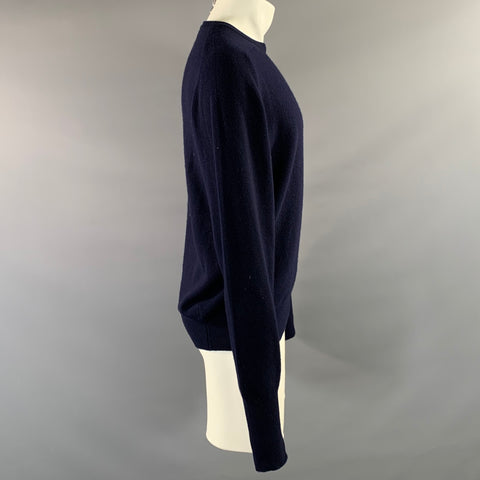 N.PEAL Size M Navy Knit Cashmere Crew Neck Sweater