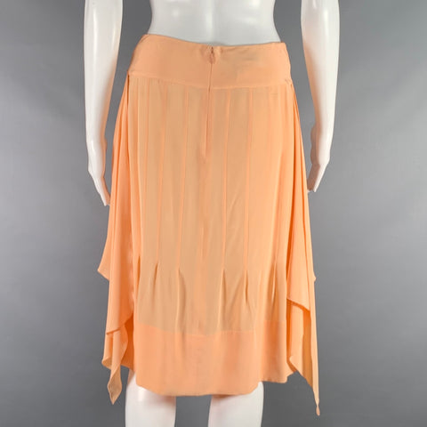 CHANEL Size 4 Orange Sorbet Silk Layered Skirt