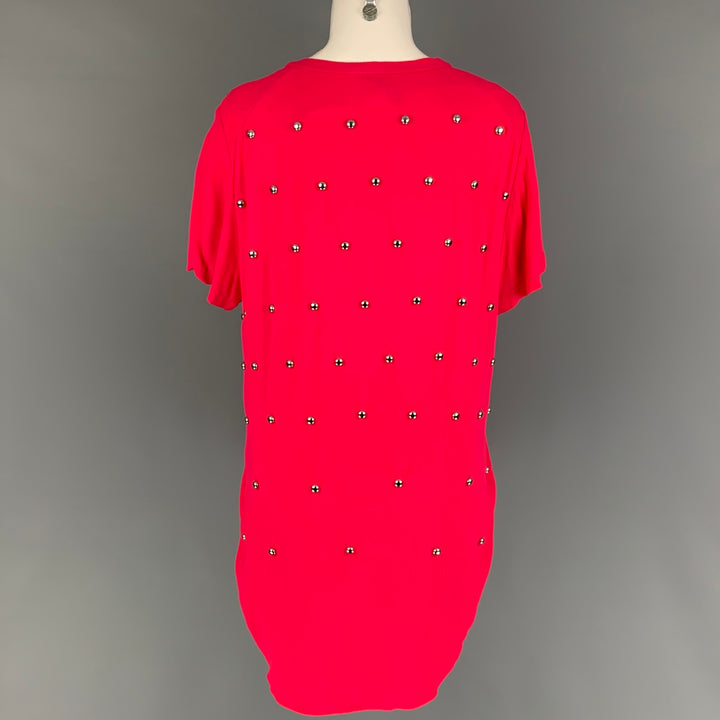 3.1 PHILLIP LIM Size 4 Pink Silver Viscose Studded Crew-Neck Dress Top