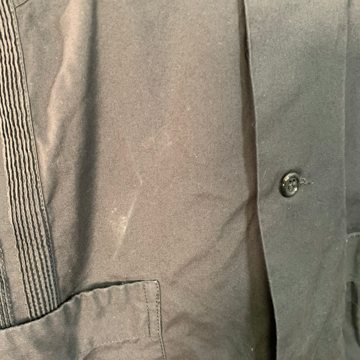 MONITALY Size XL Black Stripe Cotton Guayabera Short Sleeve Shirt