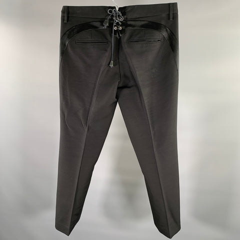 DSQUARED2 Size 32 Black Wool Blend Tuxedo Dress Pants