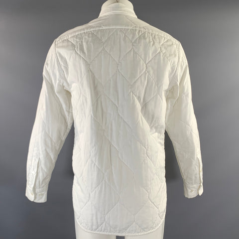 DRIES VAN NOTEN Size XS White Quilted Cotton Blend Long Sleeve Shirt