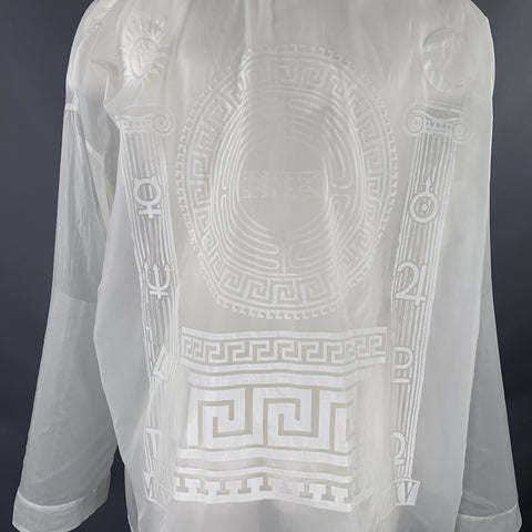 KTZ Size M White Graphic Nylon Button Up Long Sleeve Shirt