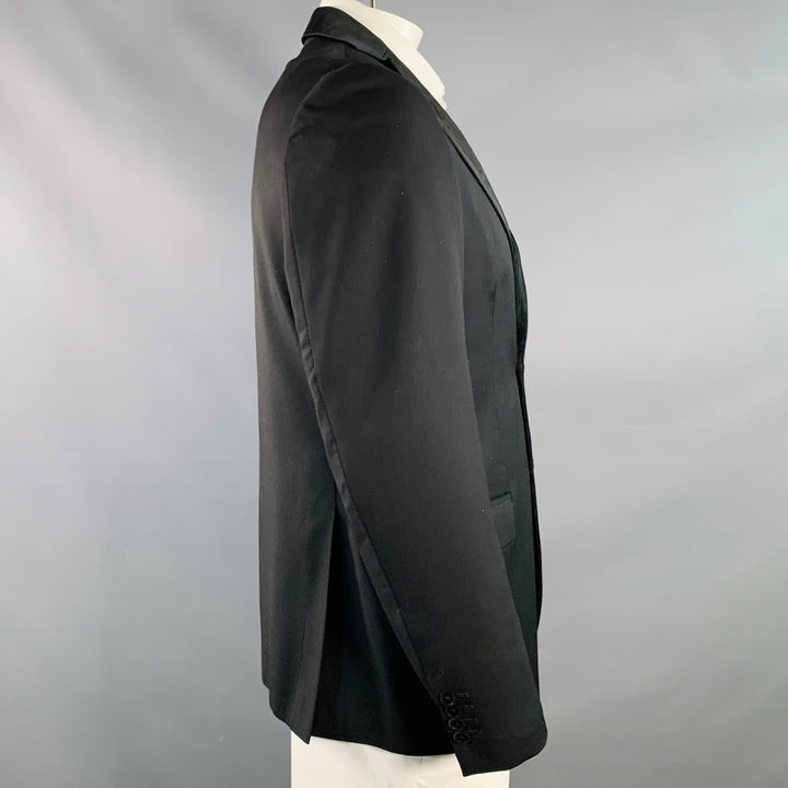 ROMEO GIGLI Size 42 Black Green Contrast Trim Virgin Wool Sport Coat