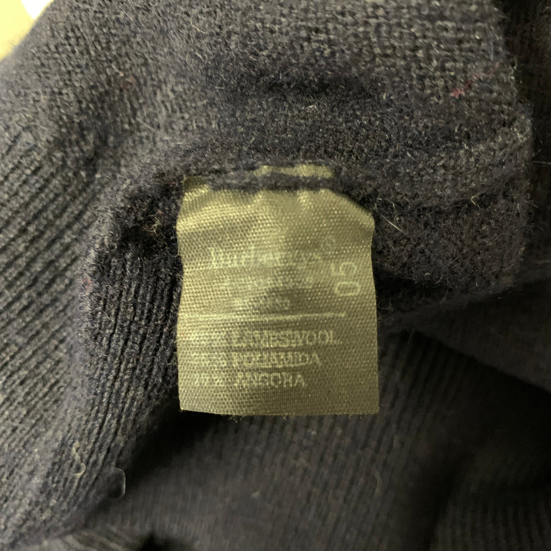 BURBERRYS Size S Navy Ribbed Wool Blend V-Neck Sweater