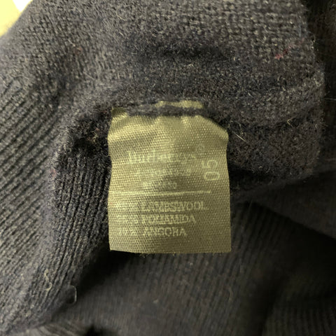 BURBERRYS Size S Navy Ribbed Wool Blend V-Neck Sweater