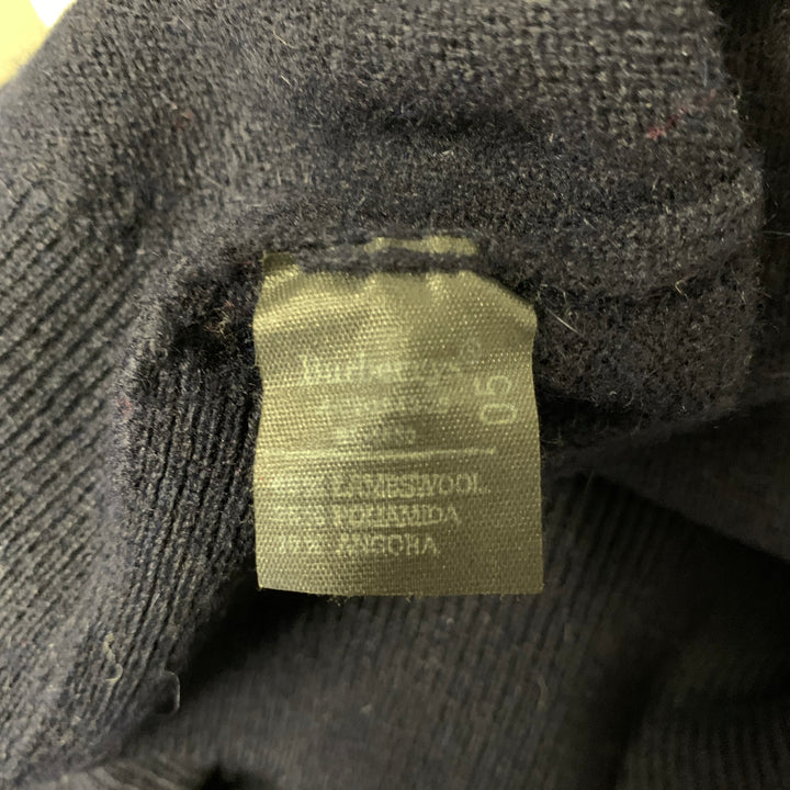 BURBERRYS Size S Navy Ribbed Wool Blend V-Neck Sweater