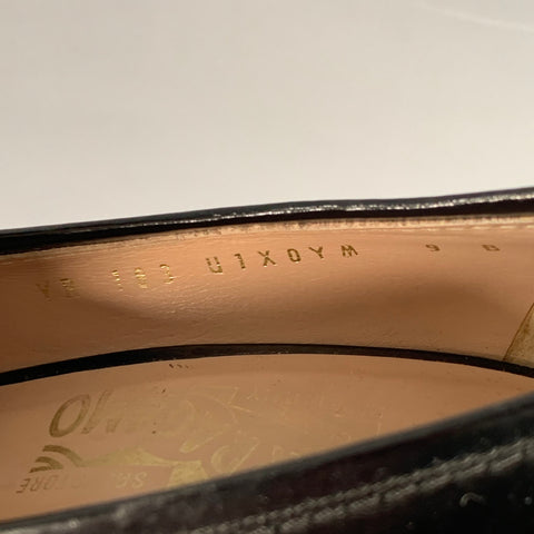 SALVATORE FERRAGAMO Size 9 Black Tassels Stacked Heel Loafer Pumps