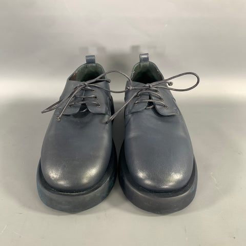MARSELL Size 7.5 Navy Leather Derby Laces