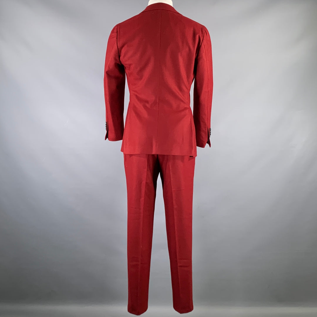 SUITSUPPLY Size 38 Short Burgundy Wool Notch Lapel Suit