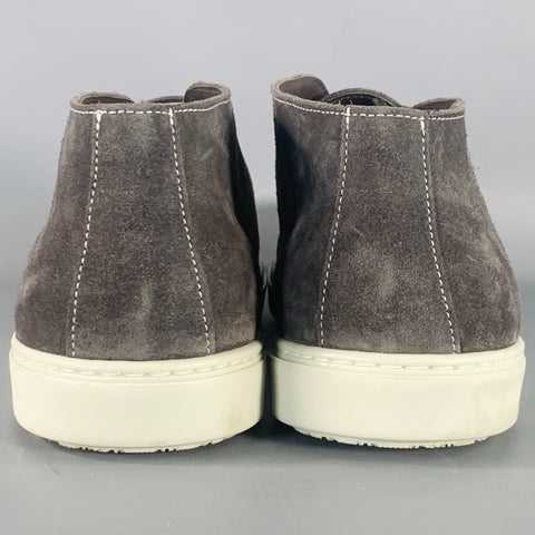 G BROWN Size 11.5 Grey Suede Lace-Up Boat Shoes