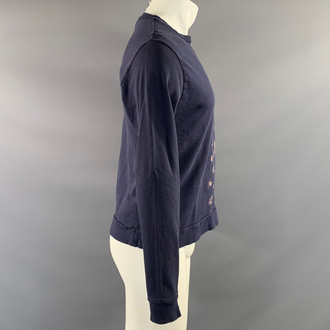 RUDE Size M Blue Brown Bug Crew Neck Pullover