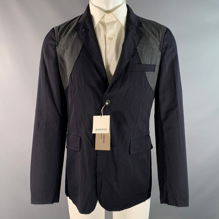 COMME des GARCONS HOMME PLUS Chest Size M Navy Grey Mixed Fabrics Sport Coat