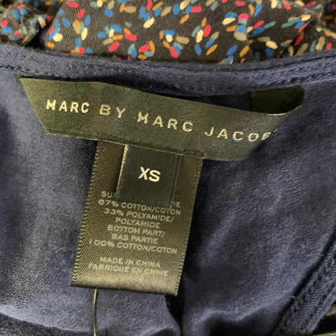 MARC by MARC JACOBS Size XS Navy Spotted Tank Casual Top