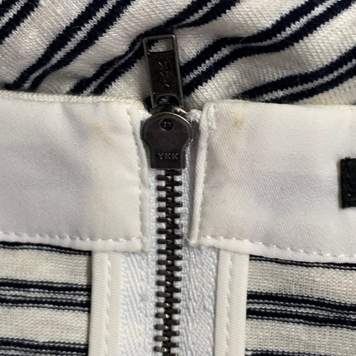 THEORY Size S Adiany B White Navy Linen Cotton Blend Stripe Midi T-Shirt Dress