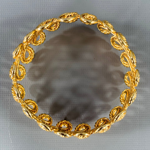 Bracelet manchette VINTAGE en métal tissé doré