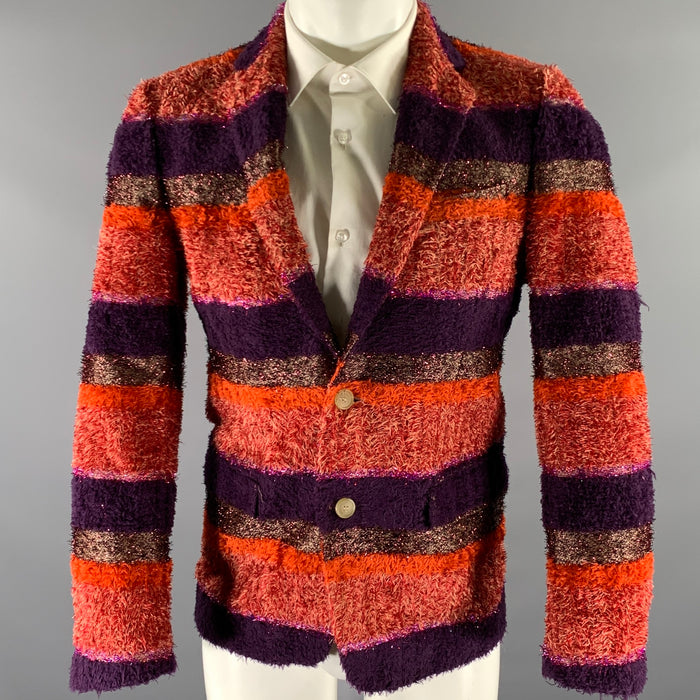 WALTER VAN BEIRENDONCK Size 36 Orange Purple Stripe Sport Coat