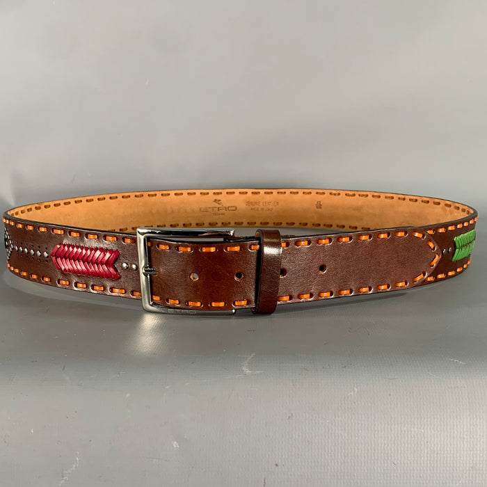 ETRO Size 40 Brown Orange Leather Belt