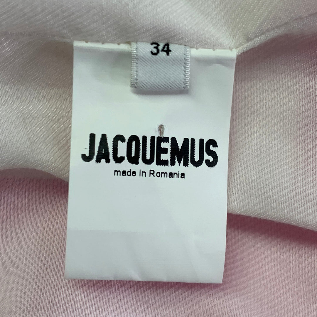JACQUEMUS Size S Le Coup de Soleil Neon Pink White Viscose Silk Notch Lapel Jacket Blazer