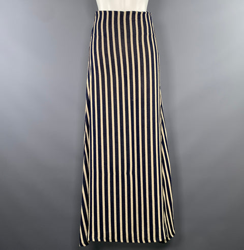 NYNNE Size XS Navy Cream Viscose Acetate Stripe Maxi Long Skirt