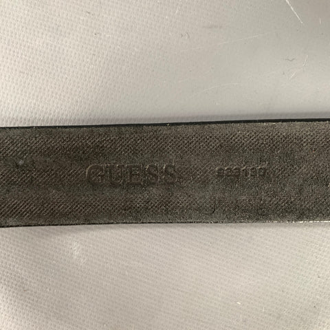 GUESS Size M Black Stripe Leather Belt