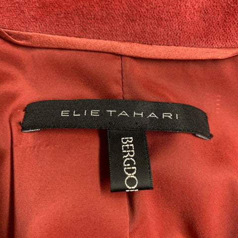 ELIE TAHARI Size 8 Red Cotton Blend Notch Lapel Jacket Blazer