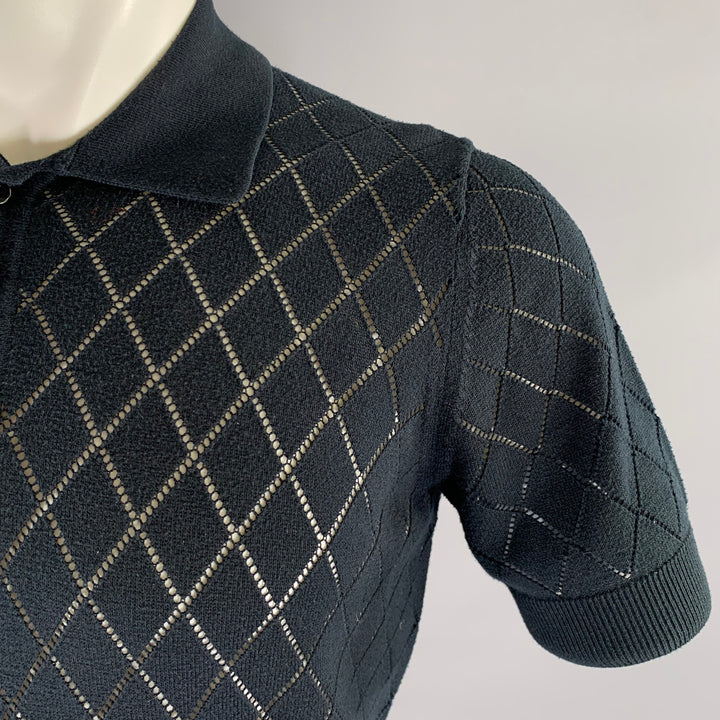 PRINGLE Size M Navy Knit Cotton  Polo