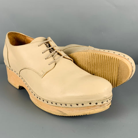 MAISON MARGIELA Size 10 Beige Leather Clog Lace Up Shoes