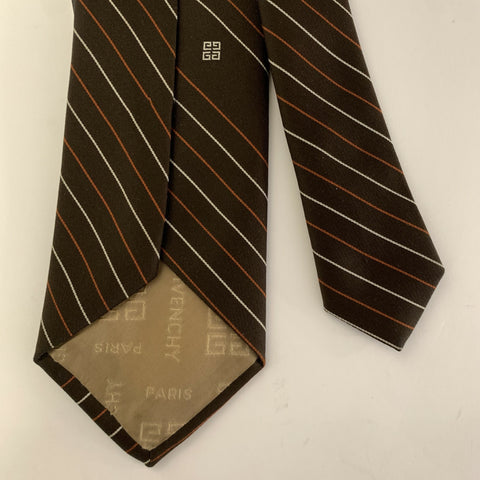 GIVENCHY Brown Red Diagonal Silk Tie