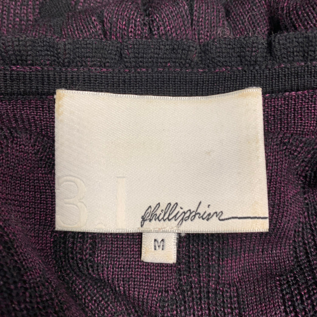 3.1 PHILLIP LIM Size M Purple Black Knit Geometric Belted Knee Length Dress