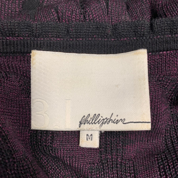 3.1 PHILLIP LIM Size M Purple Black Knit Geometric Belted Knee Length Dress