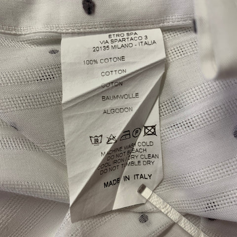 ETRO Size L White Grey Polka Dot See Through Stripe Long Sleeve Shirt