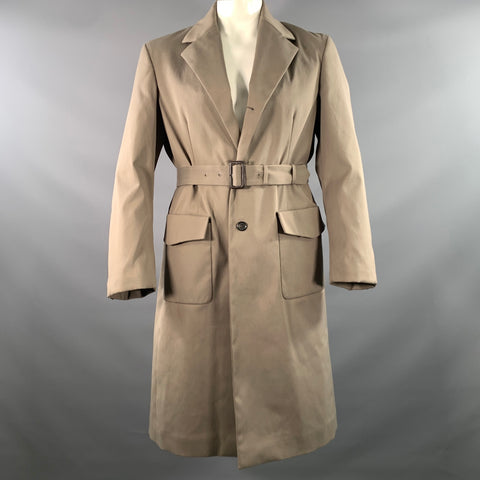 PRADA Size L Green Olive Solid Belted Coat