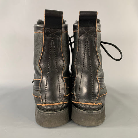 YUKETEN Size 9 Black Brown Leather Lace Up Boots