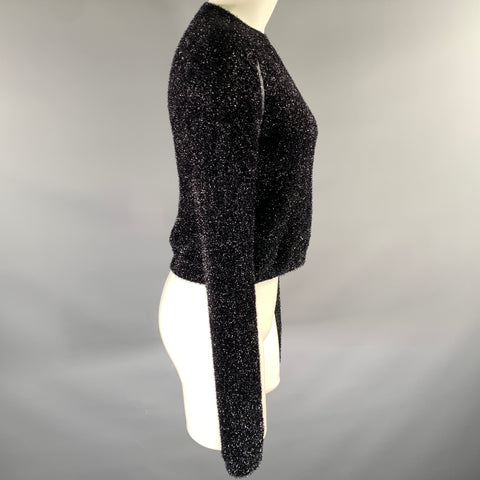 ALLSAINTS Size M Black Polymaide Textured Pullover